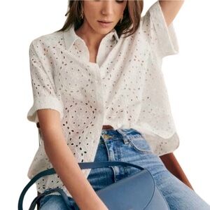 Sézane Laurineta Eyelet Blouse in Ecru